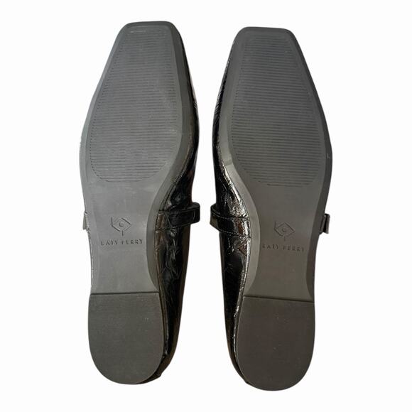 Katy Perry Evie Mary Jane Flats Black Patent Embossed Leaf Buckle Shoes 8 NIB - Picture 8 of 12